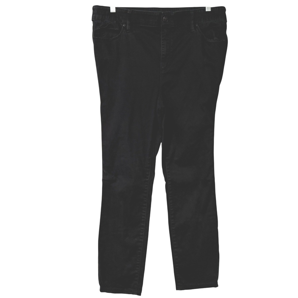 Chicos Jeans Womens 14R Black Slim Straight Stretch Denim Cropped Ankle Pants